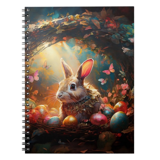 Happy Easter Bunny with Easter eggs Notebook (Front)