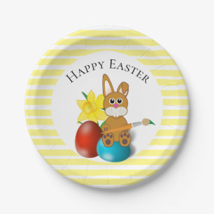 Happy Easter Bunny with Holiday Eggs Party  Paper Plate