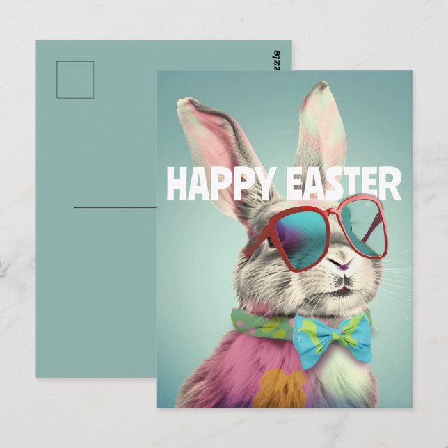 Happy Easter Bunny with Sunglasses Funny Postcard (Front/Back)