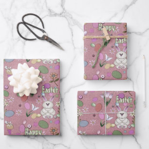 Happy Easter Bunny Wrapping Paper Sheet