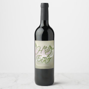 Happy Easter Butterflies Green And Grey Shades Wine Label