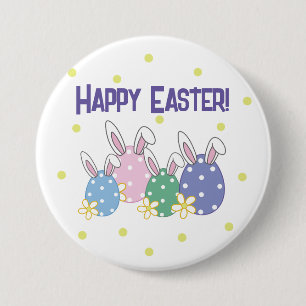 Happy Easter Button - Bunny Ear Eggs  - Any Colour