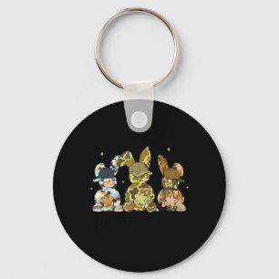 Happy Easter Camo Bunny Backward Cap Egg Hunter Keychain