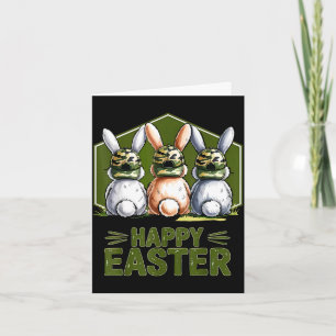 Happy easter camo bunny rabbit coquette bow card
