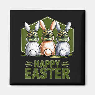 Happy easter camo bunny rabbit coquette bow magnet