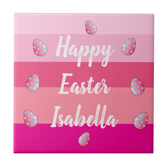 Happy Easter Candy Colours And Eggs Tile (Front)
