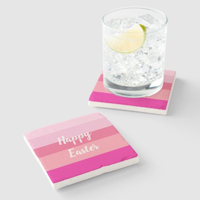 Happy Easter Candy Colours Throw Pillow Stone Coaster (Side)