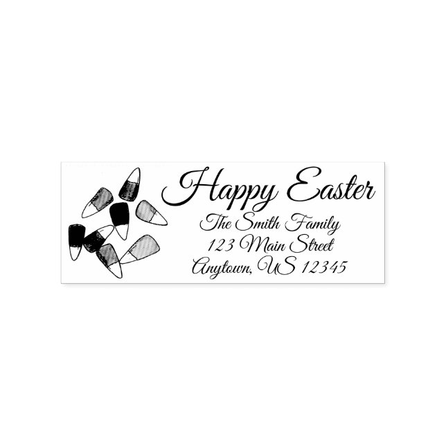 Happy Easter Candy Corn Candies Foodie Address Rubber Stamp (Imprint)