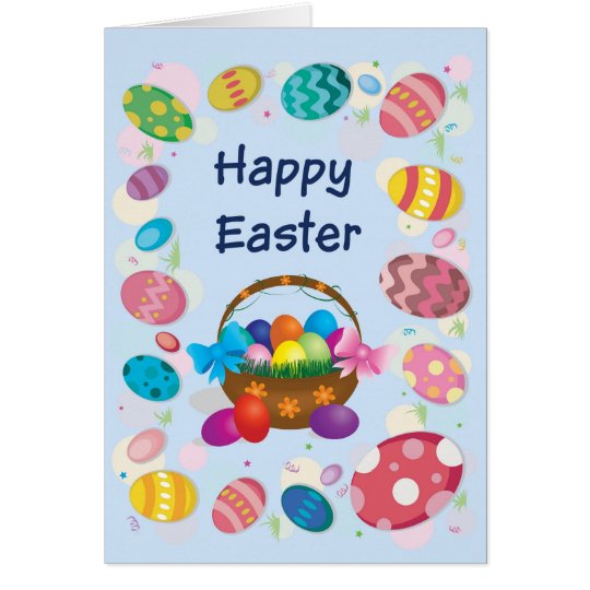 Happy Easter Card - Basket with Easter eggs