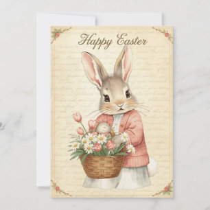 Happy Easter Card - Bunny with Flower Basket