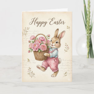 Happy Easter Card - Bunny with Pink Basket