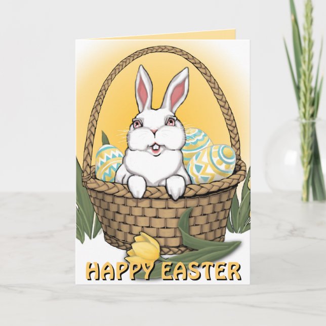 Happy Easter Card Custom or Blank Bunny Card (Front)