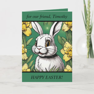 Happy Easter Card Cute Easter Bunny. Editable text