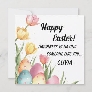 Happy Easter Card, Happy Spring Flowers Holiday Card