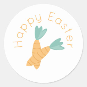 Happy Easter Carrot Bunch Classic Round Sticker
