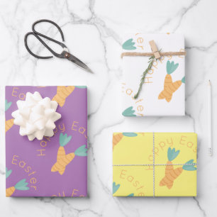 Happy Easter Carrot Bunch Wrapping Paper Sheet