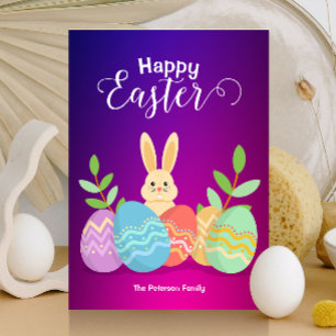 Happy Easter Cartoon Bunny & Easter Eggs Invitat Invitation
