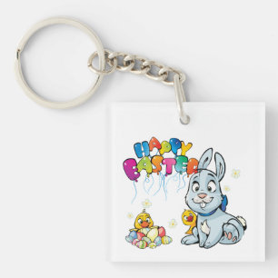 Happy Easter Cartoon Keychain