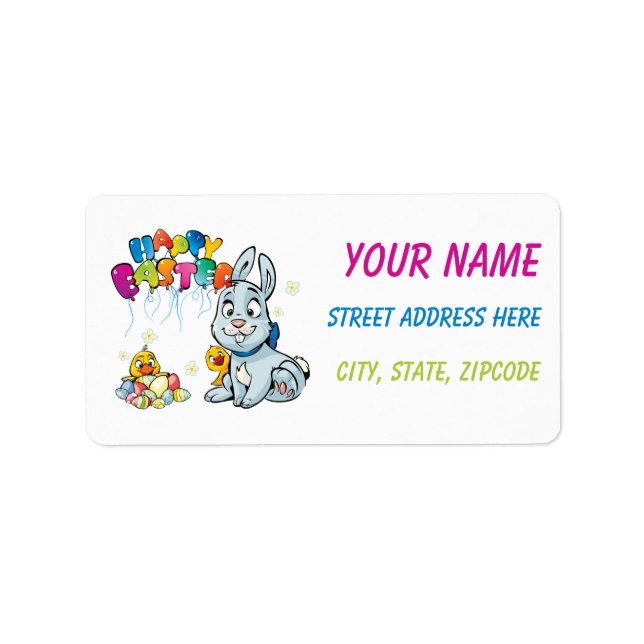 Happy Easter Cartoon Label (Front)