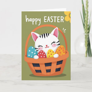 Happy Easter Cat Basket Card