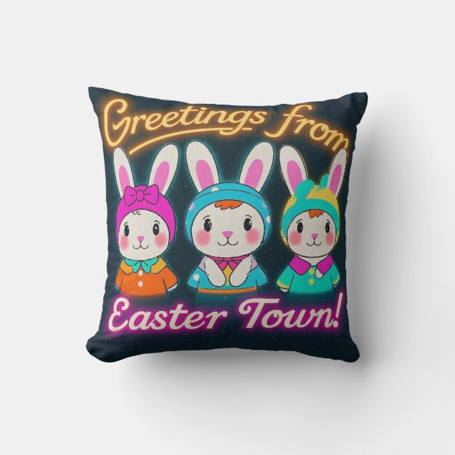 Happy Easter Celebration Throw Pillow (Front)