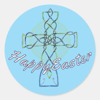 Happy Easter Celtic Cross Sticker