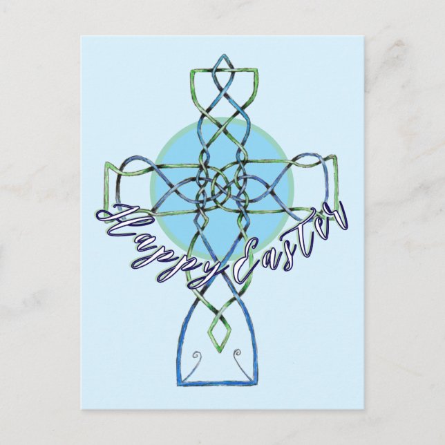Happy Easter Celtic Knot Cross Postcard (Front)