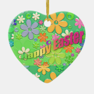 happy easter ceramic ornament