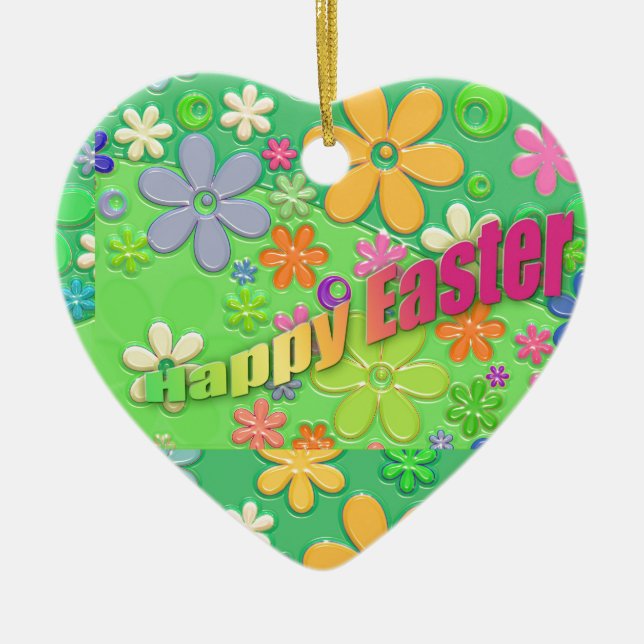 happy easter ceramic ornament (Front)