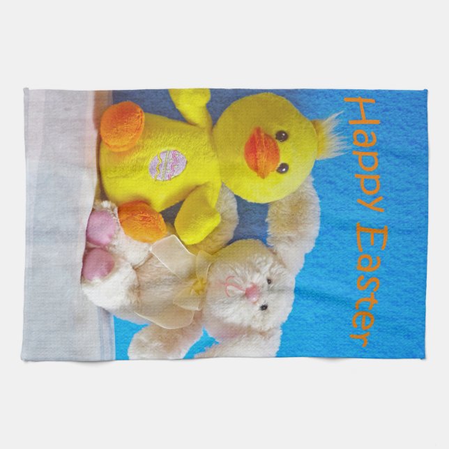 Happy Easter Chick + Bunny Kitchen Towel (Horizontal)