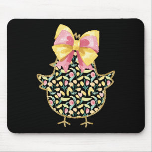 Happy Easter Chick Happy Easter Day Coquette Bow Mouse Pad