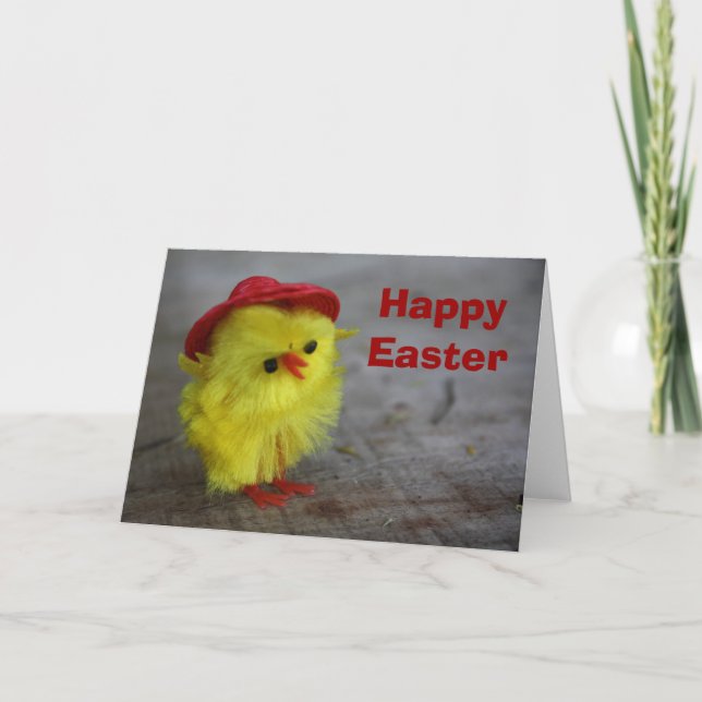 Happy Easter Chick in Hat Card (Front)