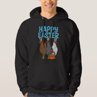 Happy Easter Chicken Bunnies Egg Poultry Farm Anim Hoodie