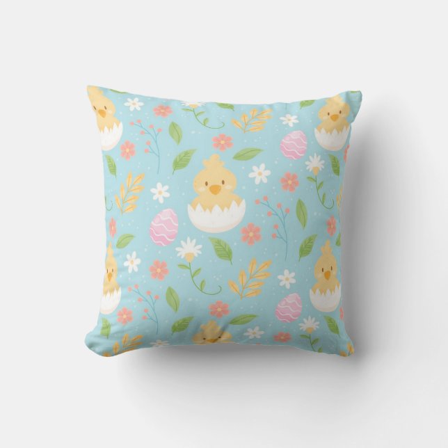 Happy Easter Chicken Throw Pillow (Front)