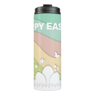 Happy easter chicks and egg pastel colours p thermal tumbler