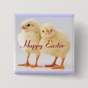 Happy Easter Chicks Button Pin