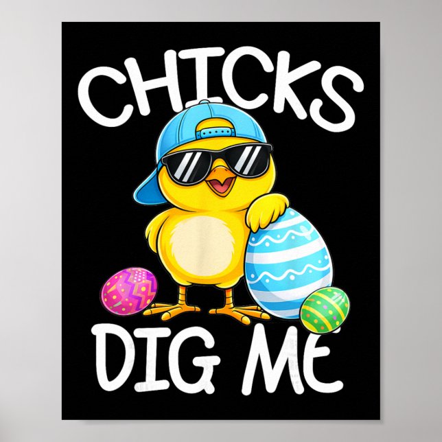 Happy Easter Chicks Dig Me Easter Toddler Boys Men Poster (Front)