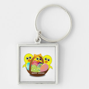 "HAPPY EASTER" CHICKS KEYCHAIN
