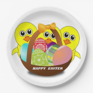 "HAPPY EASTER" CHICKS PAPER PLATE