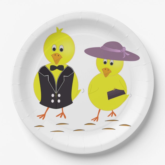 "HAPPY EASTER" CHICKS PAPER PLATE (Front)