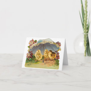 Happy Easter Chicks Vintage Holiday Card