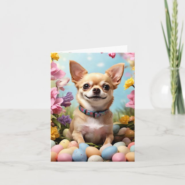 Happy Easter Chihuahua Holiday Card (Front)