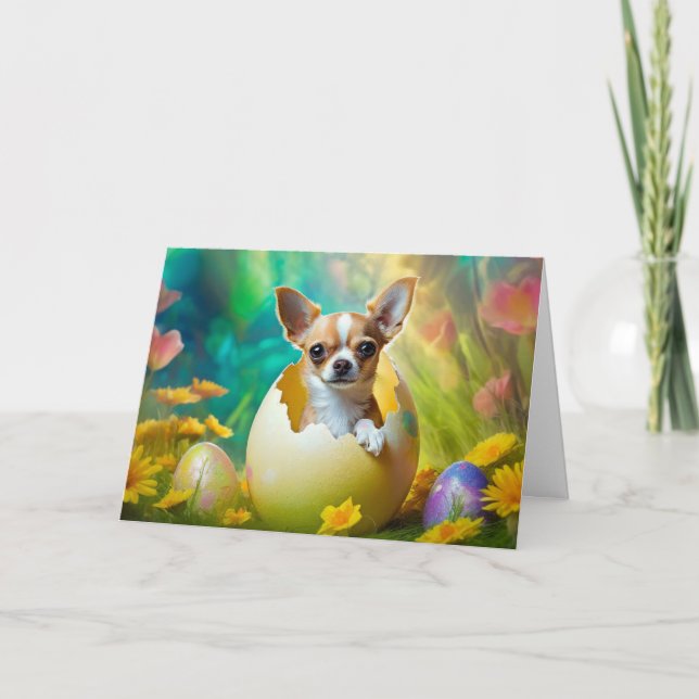 Happy Easter Chihuahua puppy Holiday Card (Front)
