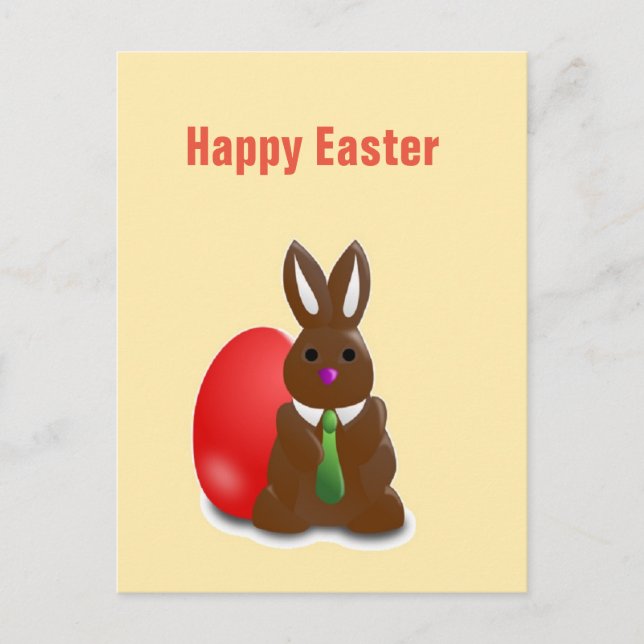Happy easter chocolate bunny holiday postcard (Front)