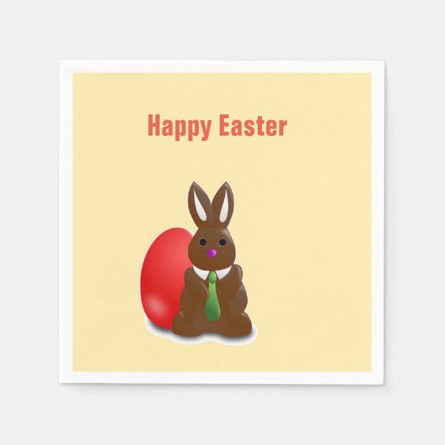 Happy easter chocolate bunny napkin (Front)