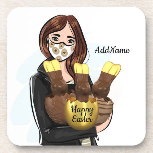 Happy Easter Chocolate Eggs Add Name Coaster