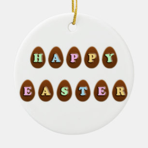Happy Easter Chocolate Eggs Ceramic Ornament