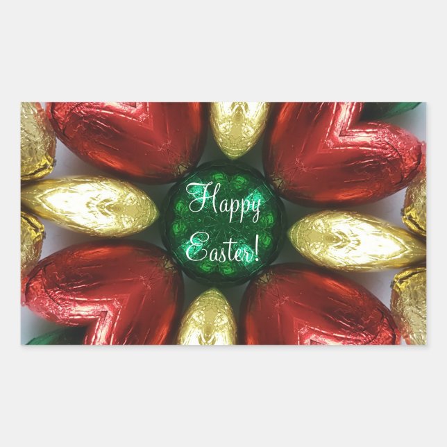 Happy Easter Chocolate Eggs Kaleidoscope Flower Sticker (Front)