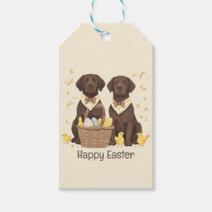 Happy Easter Chocolate Labrador Retriever Dogs Gift Tags