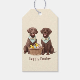 Happy Easter Chocolate Labrador Retriever Dogs Gift Tags